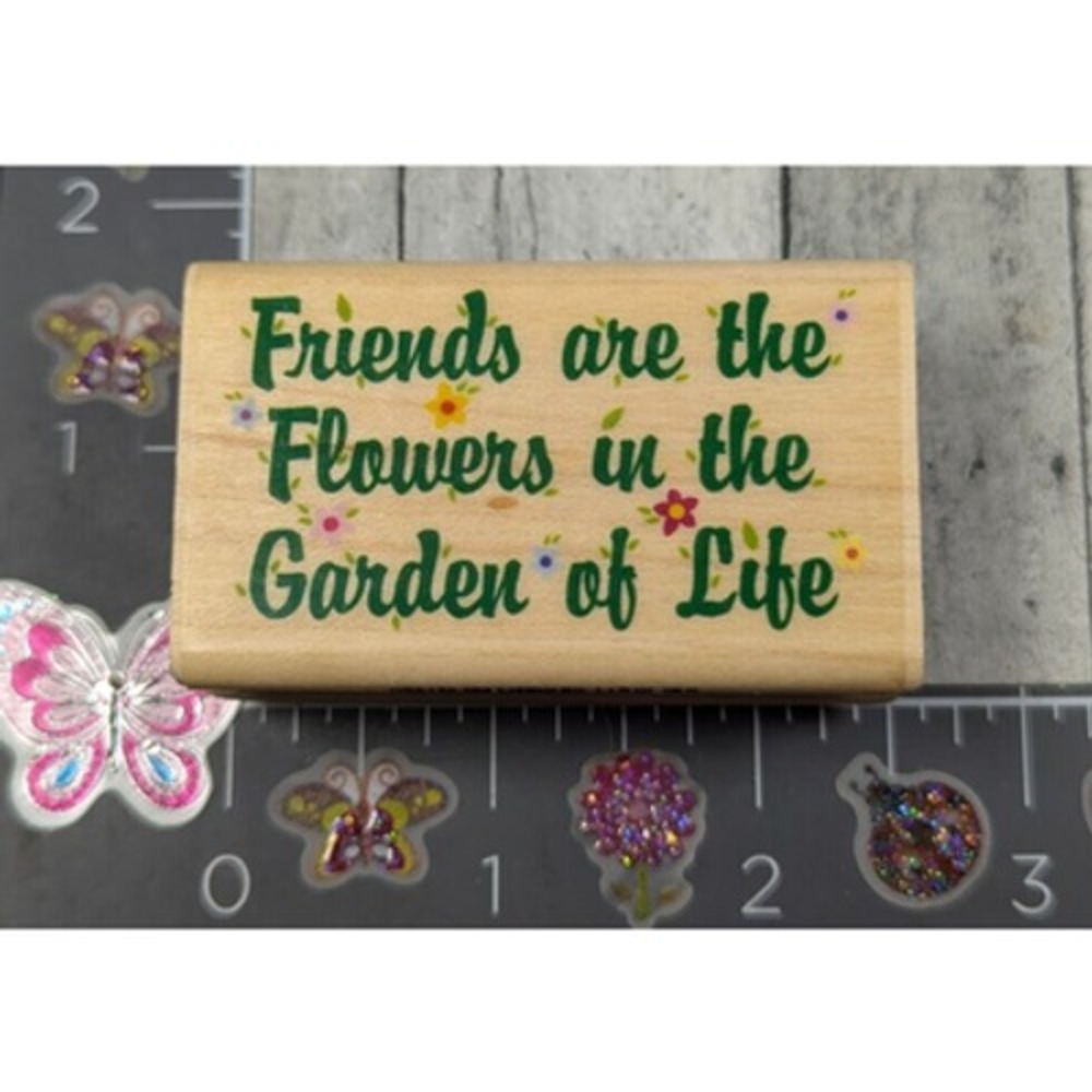 Inkadinkado Friends Are Flowers Garden Life Rubber Stamp Wood #K48